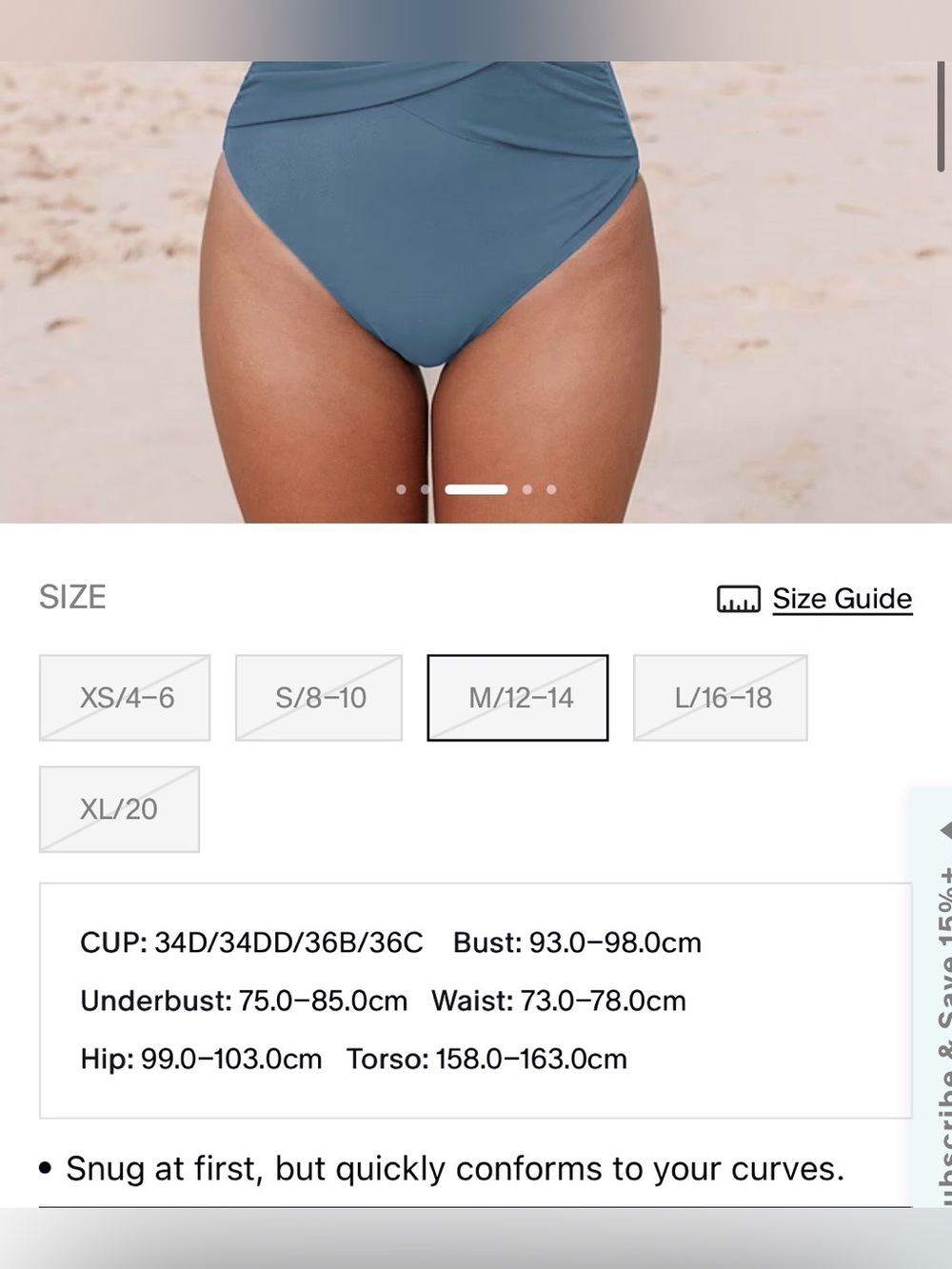 NWT CupShe Blue Ruched One-Piece Swimsuit - size M - Picture 7 of 7